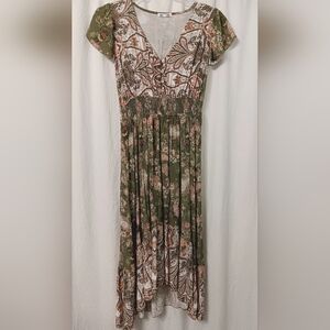 Floral Green Dress Size L